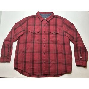 Outerknown Blanket Shirt Mens 2XL Red Plaid Flannel Long Sleeve Button Up Casual